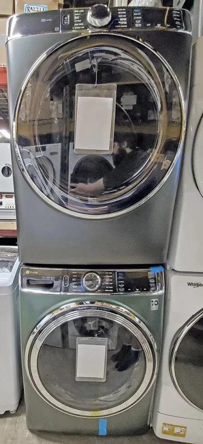 GE PFD95ESPWDS and PFW955SPWGN Front Load Washer and Electric Dryer