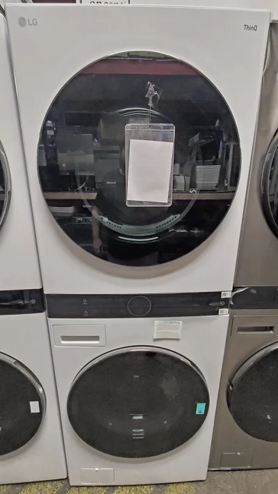 LG WKGX201HWA 27 Inch Smart Gas Single Unit WashTower