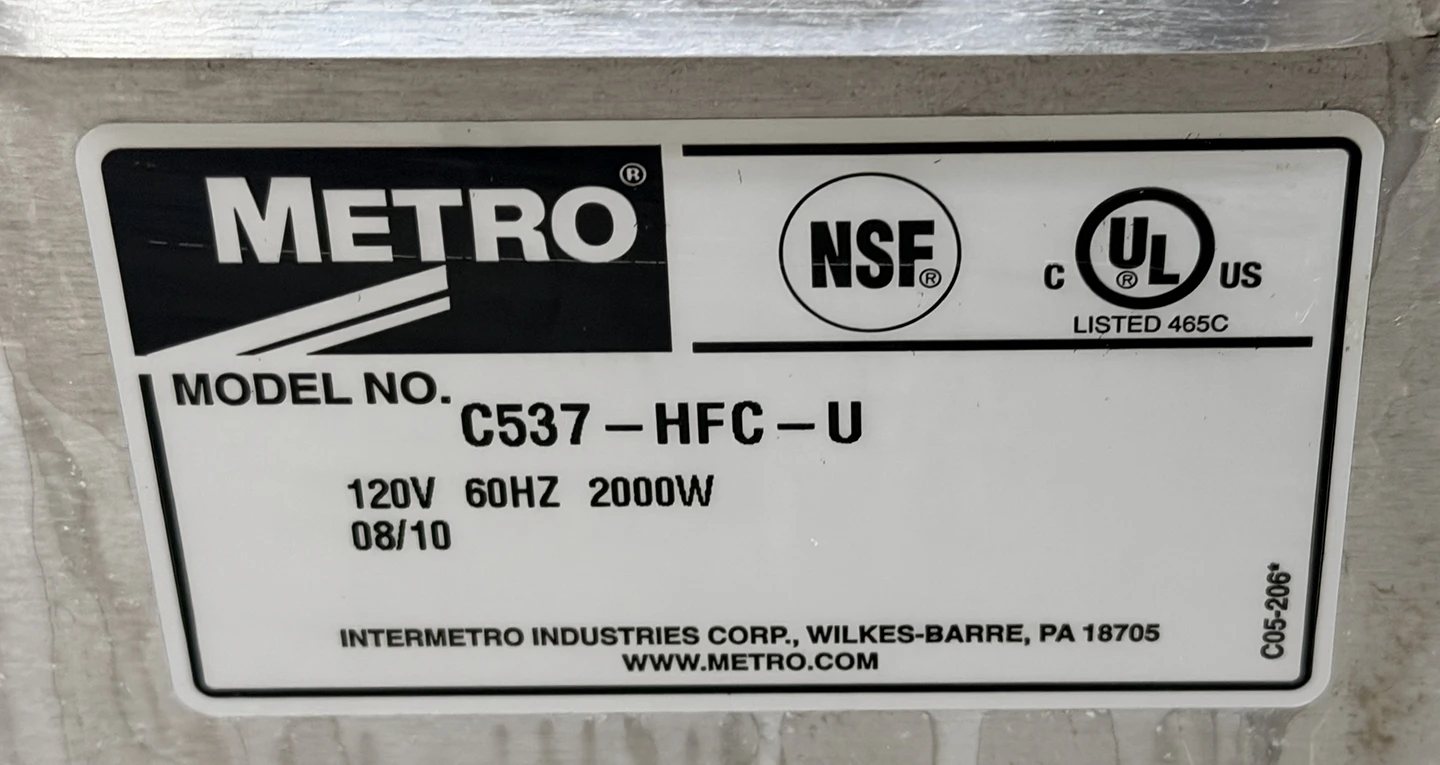 Metro C537-HFC-U 3/4 Height Heated Holding Cabinet with Universal Wire Pan Slides - Image 8