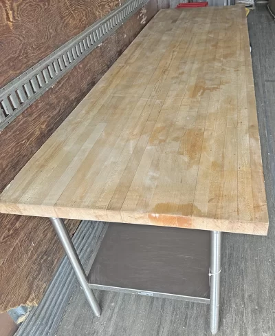 John Boos Butcher Block Wooden Table w/ Stainless Undershelf - 120" x 36"