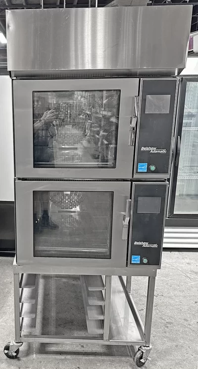 Mono Belshaw Adamatic FG189T-UZ86 Double Convection Oven Vent Hood on Stand