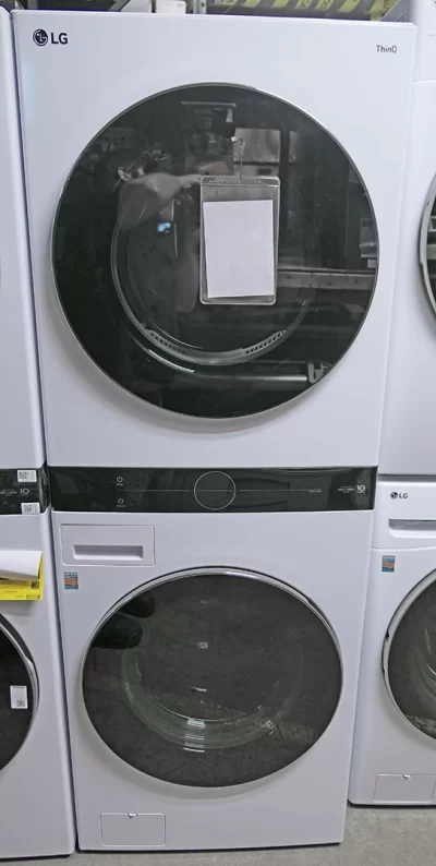 LG WKGX201HWA 27 Inch Smart Gas Single Unit WashTower