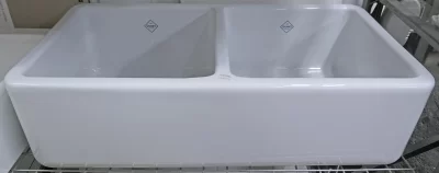 Rohl Shaws Original RC3719WH 37" Apron Front Double Bowl Fireclay Kitchen Sink
