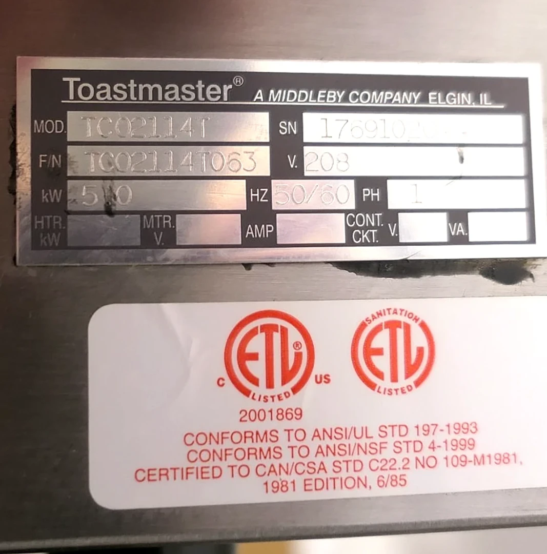 Middleby Marshall Toastmaster CTX TCO2114T Electric Conveyor Pizza Bake Oven - Image 9