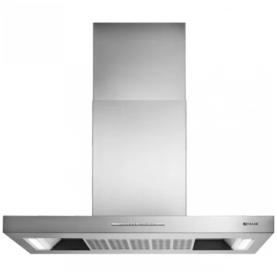 A full shot of a brand new Jenn-Air Euro-Style Series JXI8742DS 42-Inch Low Profile Canopy Island Hood.